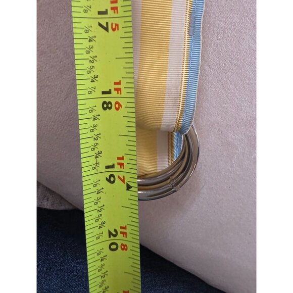 Punch Striped Fabric D-Ring Belt In Blue & Yellow - Picture 8 of 8